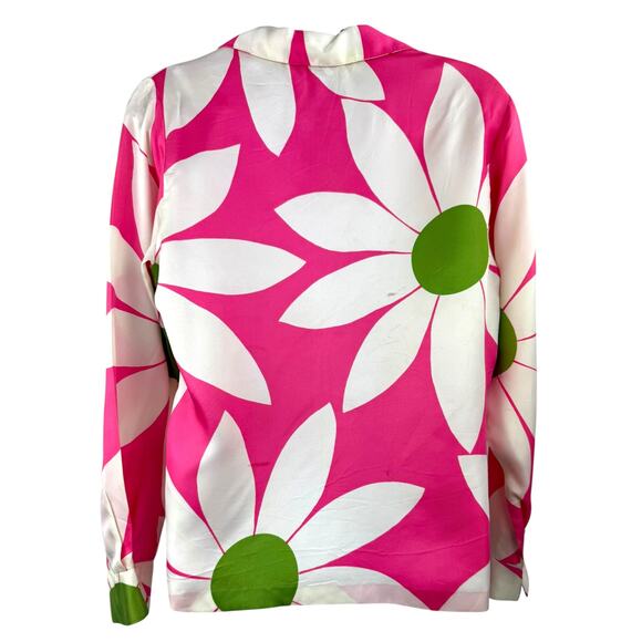 1960's PHIL ROSE OF CALIFORNIA pink and green daisy blouse - Picture 4 of 9